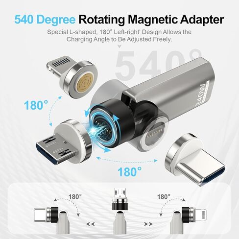 240W 360° Rotatable Magnetic USB-C Adapter 2Pack for Mac/iPad/Samsung in Kuwait
