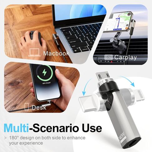 240W 360° Rotatable Magnetic USB-C Adapter 2Pack for Mac/iPad/Samsung in Kuwait