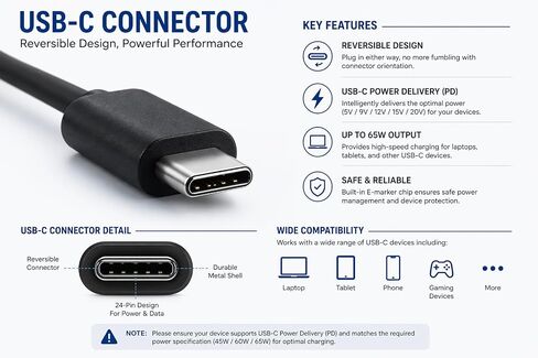 OEM 65W USB C PD Charger for Acer Aspire Go 15 AG15 Swift Go 14 SFG14 in Kuwait