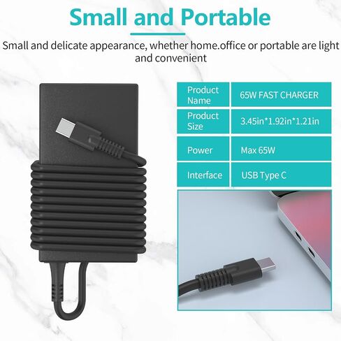 65W USB C L67440-001 Laptop Charger Compatible with HP EliteBook 830 840 G8 G9, Probook 440 450 G10, Envy x360 15 & Spectre x360, L65505-002 Type C Fast Charging Power Supply Adapter in Kuwait