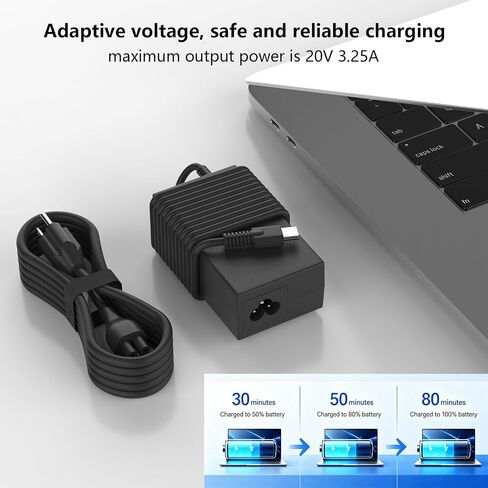 65W USB C L67440-001 Laptop Charger Compatible with HP EliteBook 830 840 G8 G9, Probook 440 450 G10, Envy x360 15 & Spectre x360, L65505-002 Type C Fast Charging Power Supply Adapter in Kuwait