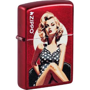 Zippo Lighter: Vintage Pin-up Girl - Candy Apple Red 46331 in Kuwait