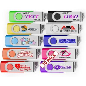 Custom USB 2.0 Personalized Flash Drive 32GB, 10Pcs High-Speed Memory Sticks with Printed Logo/Text, Bulk Promotional Thumb Drives for Company AD/Education/Wedding/Corporate Event in Kuwait