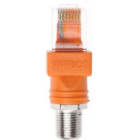 F Female to RJ45 Male Coaxial Hollow Coupler Adapter RJ45 to RF Connector Converter -Ethernet Cable Orange in Kuwait