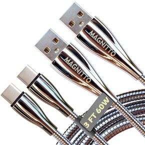 USB Type C Cable, Metal Braided USB C to A 3ft 2-Pack, Cat Dog Bunny Chew Proof, Pets Chewing Proof Durable, USB-A to USB-C Fast Charging Cable for iPhone 17 16 15 Samsung Galaxy S25 S24 S23 in Saudi Arabia