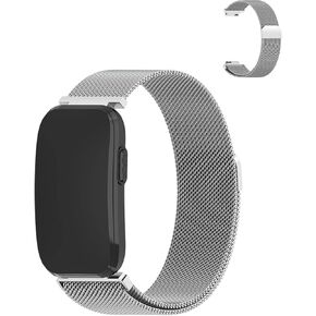 for Garmin Cirqa Fitness Tracker Stainless Steel Magnetic Loop Strap,Adjustable Metal Replacement Band with Magnet Closure,Breathable Mesh(Silver) in Kuwait