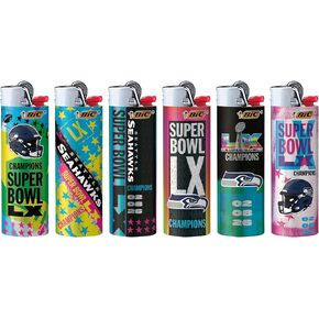 ولاعات ماكسي للجيب من سلسلة Super Bowl LX Champions من BIC، متنوعة، 6 عبوات in Kuwait