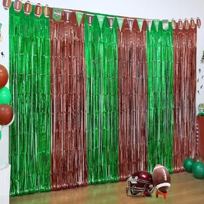 Football Party Decorations, 3 Pack Green Brown Foil Fringe Curtains in Saudi Arabia