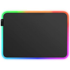 لوحة ماوس ألعاب RGB، لوحة ماوس LED ناعمة مقاومة للماء ومتوهجة صغيرة الحجم (13.8 × 9.8 × 0.16 بوصة) مع 14 وضع إضاءة، قاعدة ماوس مطاطية مضادة للانزلاق للكمبيوتر المحمول والمكتب والسفر، أسود كبير in Kuwait