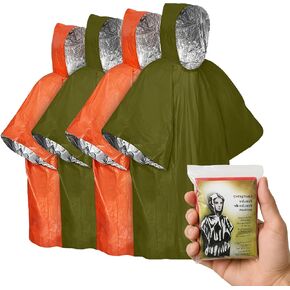 Emergency Mylar Poncho – Survival Rain Poncho with Hood – Lightweight, Compact, Reusable Emergency Blanket Poncho for Hiking, Camping, Thermal Gear, Car Kit, Outdoors in Saudi Arabia