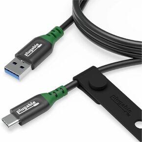 Plugable USB C to USB A Cable with Desk Management Strap, 3.3 Ft, Supports 10Gbps Data Transfer, 3A (15W) Charging, USB 3.2 Gen 2, Compatible with iPhone 16, iPad, Samsung Galaxy, Tablets, Laptops in Kuwait
