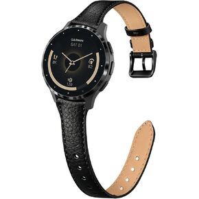 Slim Leather 22mm Band Compatible with Garmin Venu 3 Watch Bands/Venu 4 45mm/Venu 2, Lychee Grain Thin Soft Narrow Bracelet Straps for Forerunner 265/255/Vivoactive 4 Wristband Replacement Women in Kuwait