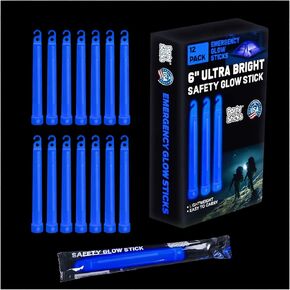 مصابيح الطوارئ الكيميائية من PartySticks Green Glow Sticks (6 بوصات، 12 حزمة) من الدرجة العسكرية 12 ساعة من العصي الخفيفة التكتيكية لمعدات النجاة، والتخييم، وانقطاع التيار الكهربائي... in Kuwait