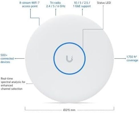 U7-XGS 8-Stream WiFi 7 Access Point, Ceiling-Mounted, White in Kuwait
