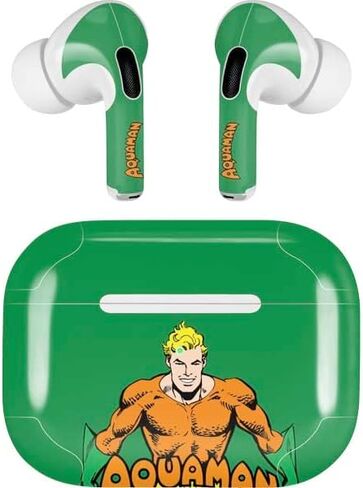 Skinit Decal Audio Skin Compatible with AirPods Pro 2nd Gen - Officially Licensed DC Comics Aquaman Movie Poster Trident Design in Kuwait