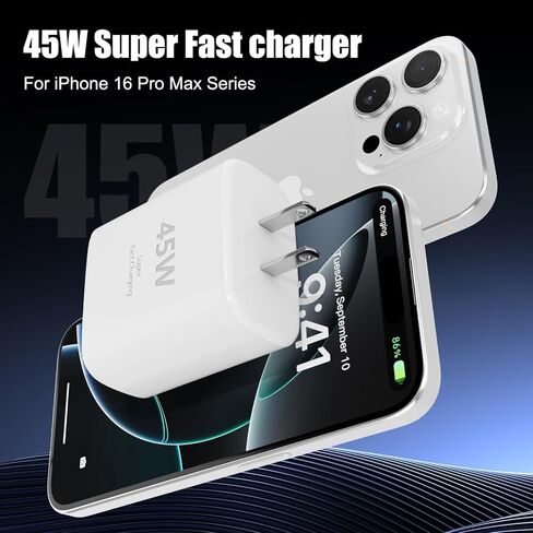 45W USB C iPhone 17 16 Super Fast Charging,iPhone 17 Pro Max Charger Block in Kuwait