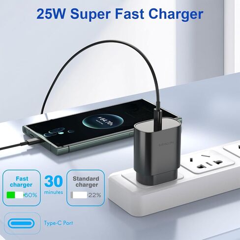 Fast Charger 3-Pack 25W Type C Charging Block with 6ft USB C Charger Cable 3Pack Compatible with Samsung Galaxy S25 Ultra/S25/S25+/S24+/S24 Ultra/S24/S24+/S23 Ultra/S22 Ultra/S21 and Phone 17/16/15 in Kuwait