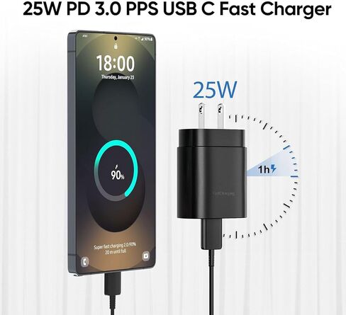 Fast Charger 3-Pack 25W Type C Charging Block with 6ft USB C Charger Cable 3Pack Compatible with Samsung Galaxy S25 Ultra/S25/S25+/S24+/S24 Ultra/S24/S24+/S23 Ultra/S22 Ultra/S21 and Phone 17/16/15 in Kuwait