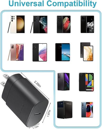 Fast Charger 3-Pack 25W Type C Charging Block with 6ft USB C Charger Cable 3Pack Compatible with Samsung Galaxy S25 Ultra/S25/S25+/S24+/S24 Ultra/S24/S24+/S23 Ultra/S22 Ultra/S21 and Phone 17/16/15 in Kuwait