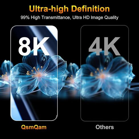 QsmQam 3 Pack Screen Protector for iPhone 17 Pro 6.3 Inch + 1 Pack Individual Camera Lens Protector, Ultra HD Tempered Glass, Military Grade Shatterproof, Case Friendly [with Installation Frame] in Kuwait