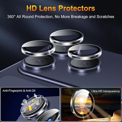 QsmQam 3 Pack Screen Protector for iPhone 17 Pro 6.3 Inch + 1 Pack Individual Camera Lens Protector, Ultra HD Tempered Glass, Military Grade Shatterproof, Case Friendly [with Installation Frame] in Kuwait
