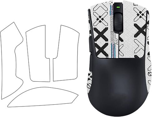 Anti-Slip Grip Tape for Razer DeathAdder V3 HyperSpeed Mouse,Ultra-Thin Sweat-Absorbing Mouse Skin Sticker Set,Washable Reusable Non-Slip Grip for Esports Gaming Control,White Printed in Kuwait