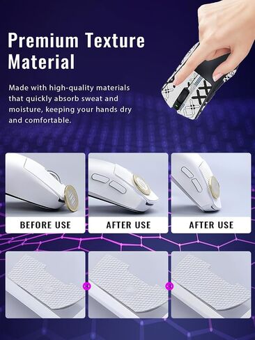 Anti-Slip Grip Tape for Razer DeathAdder V3 HyperSpeed Mouse,Ultra-Thin Sweat-Absorbing Mouse Skin Sticker Set,Washable Reusable Non-Slip Grip for Esports Gaming Control,White Printed in Kuwait