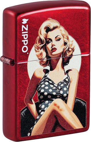 Zippo Lighter: Vintage Pin-up Girl - Candy Apple Red 46331 in Kuwait