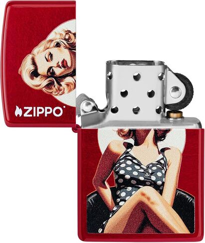 Zippo Lighter: Vintage Pin-up Girl - Candy Apple Red 46331 in Kuwait