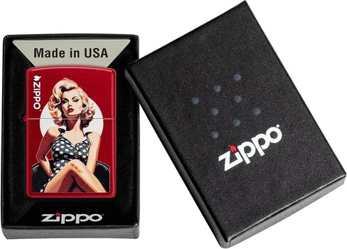 Zippo Lighter: Vintage Pin-up Girl - Candy Apple Red 46331 in Kuwait
