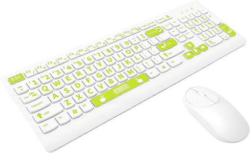 Bewinner 2.4G Wireless Large Print Keyboard and Mouse Set (Green) in Kuwait