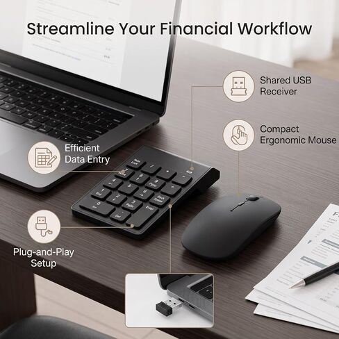 Wireless Numeric Keypad Mouse Combo, 2.4G USB Receiver in Kuwait