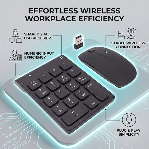 Wireless Numeric Keypad Mouse Combo, 2.4G USB Receiver in Kuwait