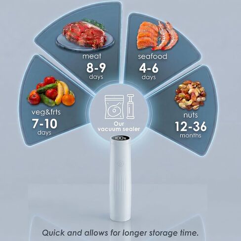 Compact Vacuum Sealer for Food (Vacuum Sealer Machine + 20 Reusable Vacuum Bags) Powerful Handheld Vacuum Sealers with LED Display, Seal Meal Saver, Portable Food Sealer in Kuwait