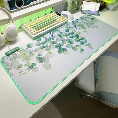 JMIYAV RGB Cherry Blossom Gaming Mouse Pad Pink 31.5x12 Inch PC XL Large Extended Glowing Led Light Up Desk Pad Non-Slip Rubber Base Computer Keyboard and Mouse Pad Cute Mousepad in Kuwait
