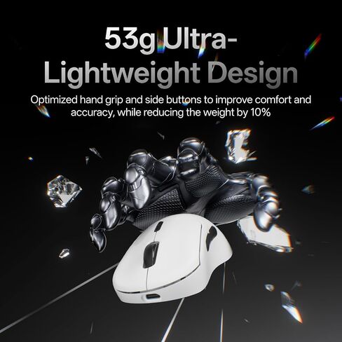 Rapoo VT3 Gen-2 Wireless Gaming Mouse, True 8K Wireless Polling Rate, 53g Lightweight, Up to 750 Hr Battery, Nordic nRF54L15 MCU, 100-Million Mechanical Switch, 10 Programmable Buttons, Macro Enabled in Kuwait