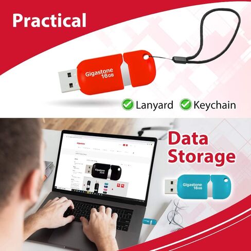 Gigastone V10 16GB 5-Pack USB 2.0 Flash Drive Thumb Drive Memory Stick Pen Drive Capless Retractable Design (Multi Color) in Kuwait