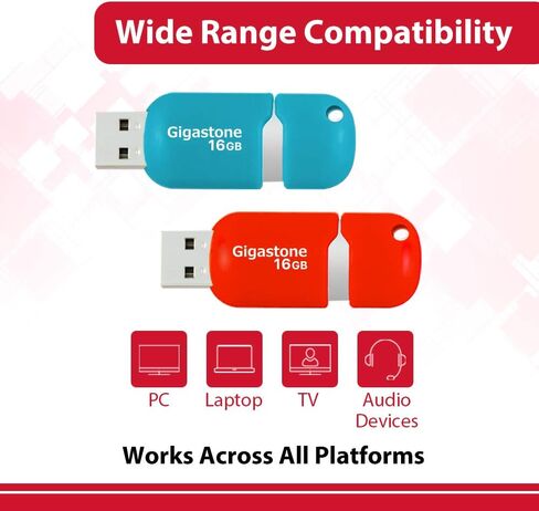 Gigastone V10 16GB 5-Pack USB 2.0 Flash Drive Thumb Drive Memory Stick Pen Drive Capless Retractable Design (Multi Color) in Kuwait
