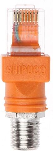 F Female to RJ45 Male Coaxial Hollow Coupler Adapter RJ45 to RF Connector Converter -Ethernet Cable Orange in Kuwait