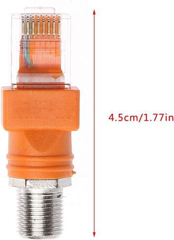 F Female to RJ45 Male Coaxial Hollow Coupler Adapter RJ45 to RF Connector Converter -Ethernet Cable Orange in Kuwait