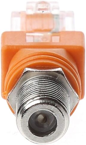 F Female to RJ45 Male Coaxial Hollow Coupler Adapter RJ45 to RF Connector Converter -Ethernet Cable Orange in Kuwait