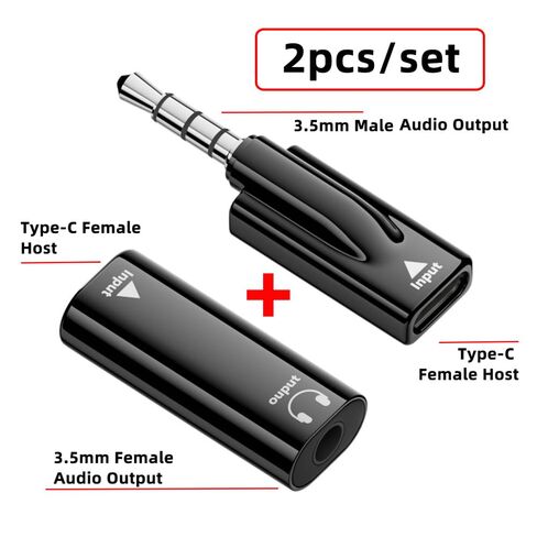 2pcs/lot Type-C USB-C Female to 3.5mm Male & Female Audio AUX & MIC Sound Card 16bit 48kHz Adapter Compatible with Laptop Tablet Phone in Kuwait