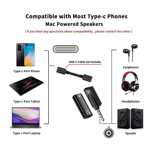 2pcs/lot Type-C USB-C Female to 3.5mm Male & Female Audio AUX & MIC Sound Card 16bit 48kHz Adapter Compatible with Laptop Tablet Phone in Kuwait