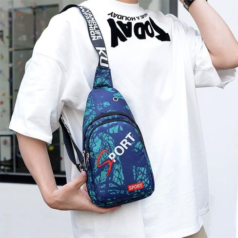 Sporty Printed Sling Crossbody Bag, Casual Chest Backpack with Letter Strap for Men & Women in Kuwait