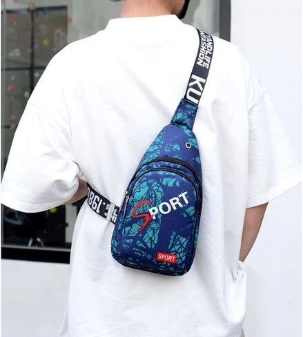 Sporty Printed Sling Crossbody Bag, Casual Chest Backpack with Letter Strap for Men & Women in Kuwait