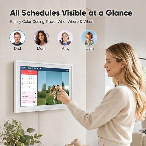 Digital Calendar 15.6 inch WiFi Calendar & Chore Chart, 1080P Interactive Touchscreen Electronic Calendar for Family Schedules, Digital Picture Frame WiFi with 64GB Storage, Wall Mountable, AiMOR APP in Kuwait