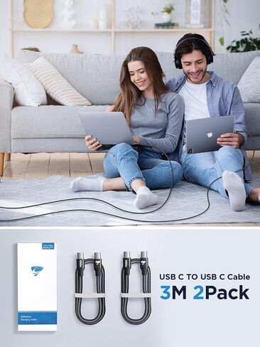 Aioneus USB C to USB C Cable 2Pack 10ft Fast Charging C to C Charger Cord in Kuwait