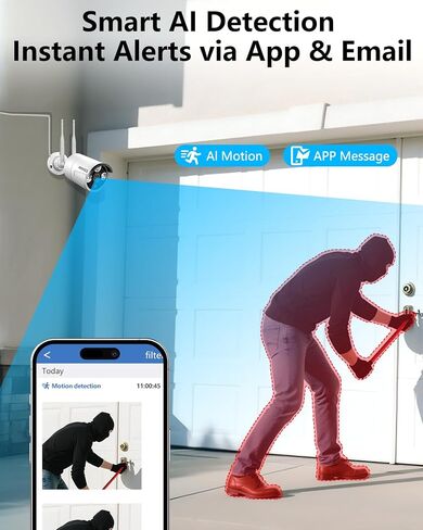 3MP Wireless Security Camera System 8 WiFi Cameras 4TB HDD 60 Days Storage in Kuwait