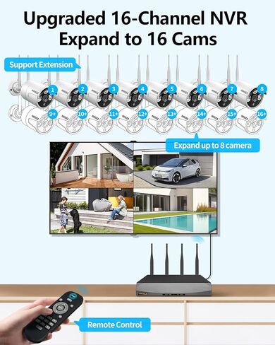 3MP Wireless Security Camera System 8 WiFi Cameras 4TB HDD 60 Days Storage in Kuwait