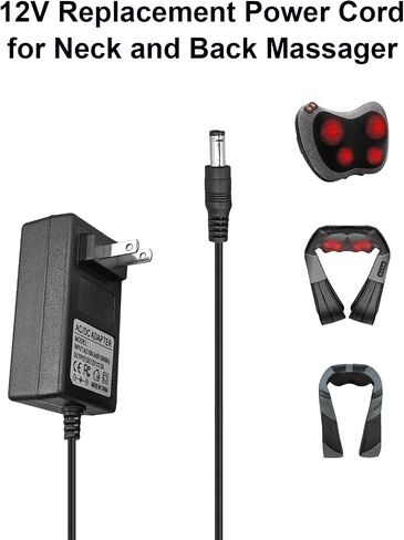 12V Neck and Back Massager Power Cord Replacement for 12 Volt Massager in Kuwait